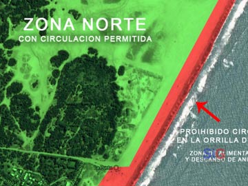 Mapa de la zona norte, donde está permitido circular