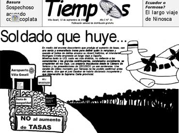 tapa de Tiempos, alusiva al vuelo del Intendente a España                